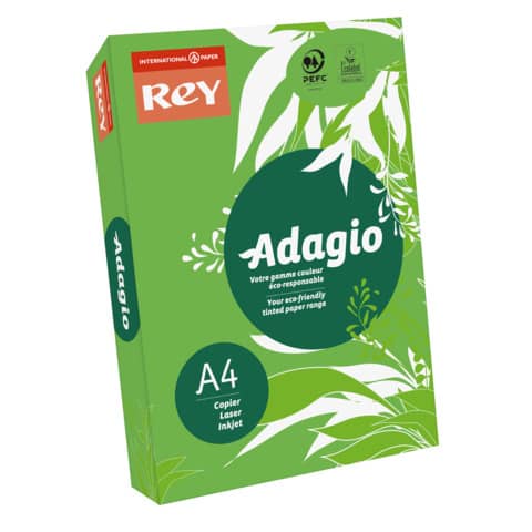 Carta colorata A4 Sylvamo Rey Adagio 80 g/m² verde intenso - Risma da 500 fogli - ADAGI080X650